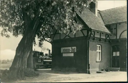 Ansichtskarte Lieberose Bahnhof und Dampflokomotive 1964