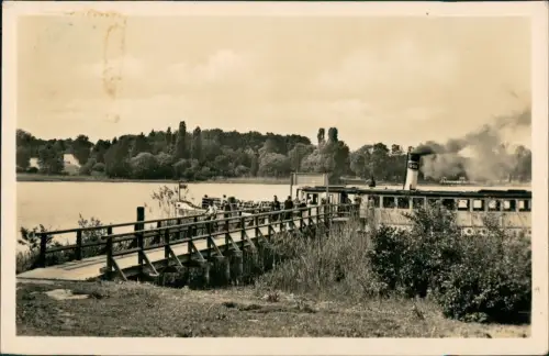 Ansichtskarte Ferch-Schwielowsee Landebrücke Dampfer 1956