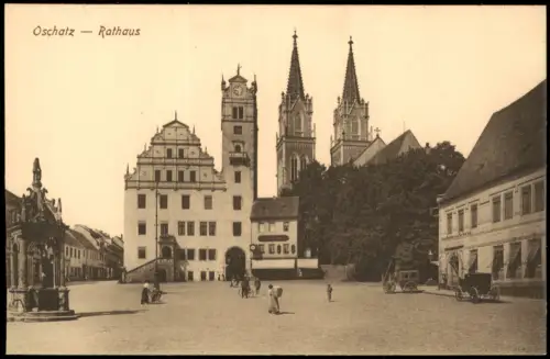 Ansichtskarte Oschatz Rathaus Markt 1915