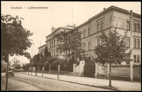 Ansichtskarte Oschatz Straßenpartie am Lehrerseminar 1915