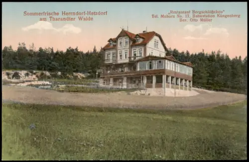 Herrndorf-Halsbrücke Restaurant Bergschlößchen Tel. Mohorn 1916