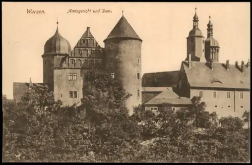 Ansichtskarte Wurzen Amtsgericht und Dom. 1915