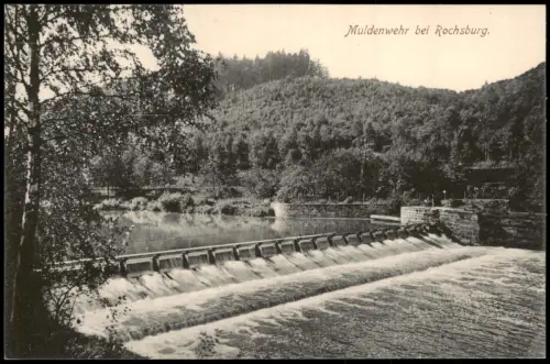 Ansichtskarte Rochsburg-Lunzenau Muldenwehr bei Rochsburg, Ansicht 1910