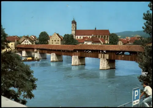 Ansichtskarte Bad Säckingen Alte Holzbrücke und Fridolinsmünster 1965