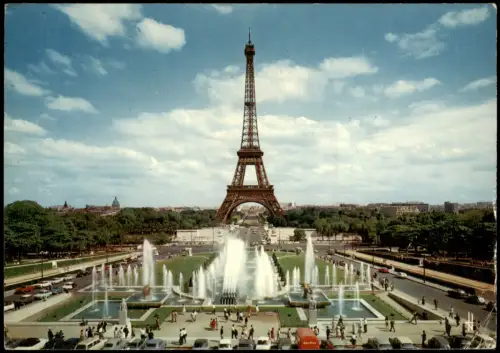 Paris Eiffelturm und Fontänen des Palais de Chaillot das Marsfeld 1971