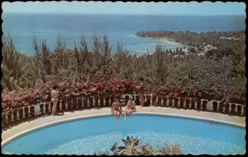 Postcard Ocho Rios Blick auf Ocho Rios Bucht vom Shaw Park mit Pool 1965