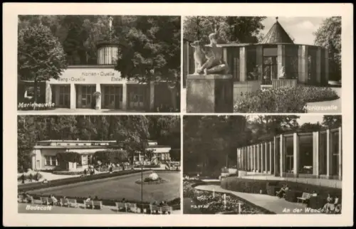 Bad Elster Ansichten: Marienquelle, Moritzquelle, Badecafé und Wandelhalle 1953
