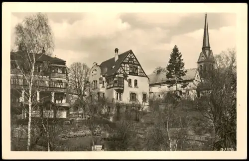 Ansichtskarte Bad Elster Ortsansicht mit Gebäuden und Kirche 1953