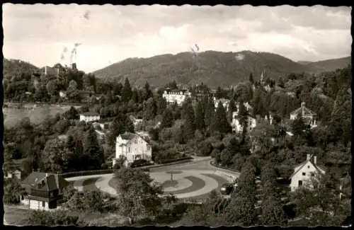Ansichtskarte Badenweiler Panorama mit Kurpark und Burgruine 1957