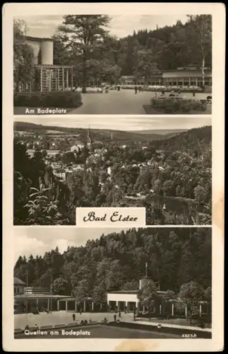 Bad Elster Bad Elster - Mehrbildkarte mit Badeplatz und Ortsansicht 1952