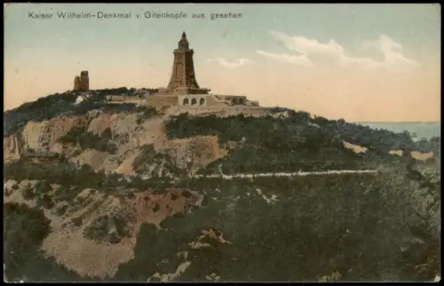 Kelbra (Kyffhäuser) Kaiser-Wilhelm-Denkmal, Kyffhäuser  Gitenkopfe gesehen 1912