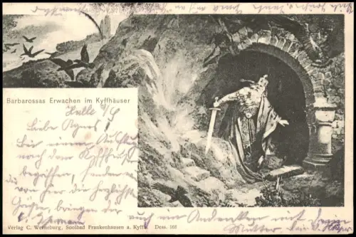 Kelbra (Kyffhäuser) Sage Barbarossas Erwachen im Kyffhäuser 1905