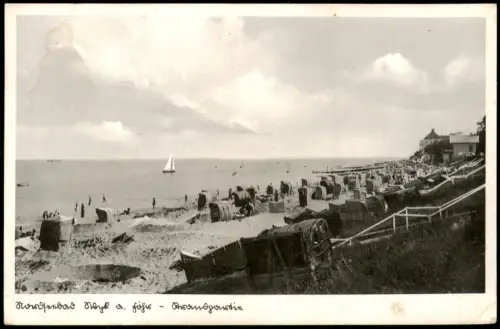 Ansichtskarte Wyk (Föhr) Strandpromenade mit Strandleben 1938
