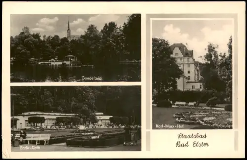 Ansichtskarte Bad Elster Gondelteich, Bade-Café und Karl-Marx-Hof 1965