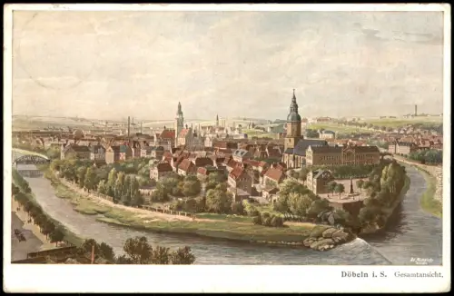 Ansichtskarte Döbeln Döbeln i. S. Gesamtansicht 1928