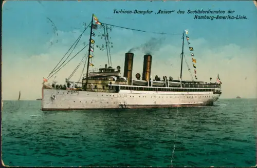 Ansichtskarte  Turbinen-Dampfer Kaiser des Seebäderdienstes 1923