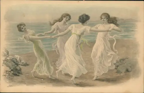 Ansichtskarte  Künstlerkarte tanzende schöne Frauen 1907