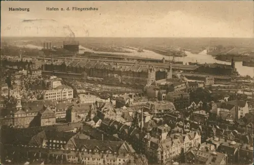 Ansichtskarte Hamburg Luftbild Hafen a. d. Fliegerschau 1927