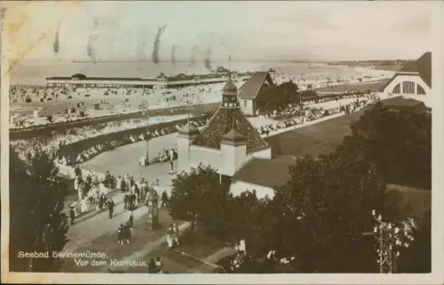 Postcard Swinemünde Świnoujście Kurhaus und Strand 1930