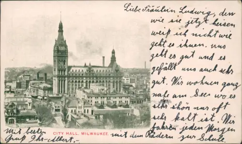 Postcard Milwaukee Stadt City Hall 1922