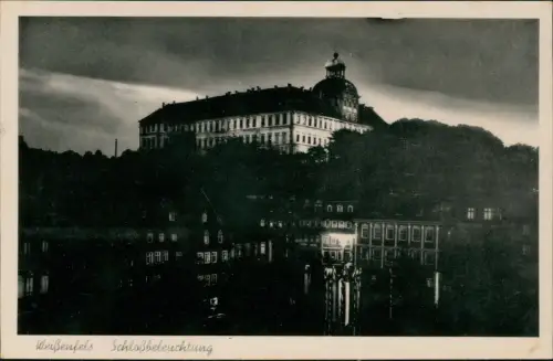 Ansichtskarte Weißenfels Schloss Neu-Augustusburg Nachtbeleuchtung 1928