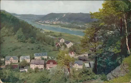 Ansichtskarte Bad Schandau Blick v. d. Carola Höhe - Naturfarben 1916