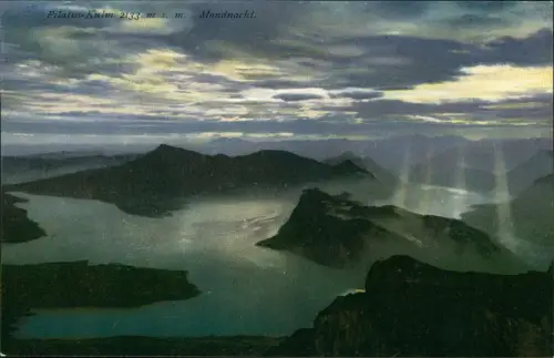 Ansichtskarte Luzern Lucerna Pilatus-Kulm 2133 Mondnacht 1912