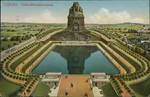 Ansichtskarte Leipzig Völkerschlachtdenkmal mit Umland 1916