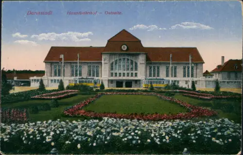 Ansichtskarte Darmstadt Bahnhof - Parkanlage 1912