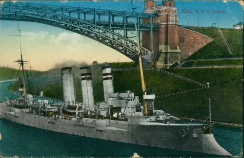 Ansichtskarte Suchsdorf-Kiel S.M.S. Lübeck Kriegsschiff Marine 1918