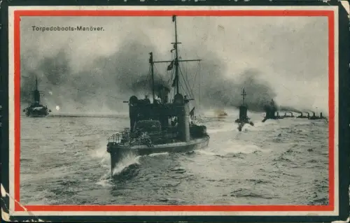Ansichtskarte Schiff Kriegsschiff  Torpedoboots-Manöver 1916    Marine Feldpost