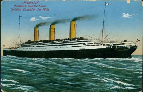 Imperator Hamburg-Amerika-Linie Größter Dampfer der Welt. 1914
