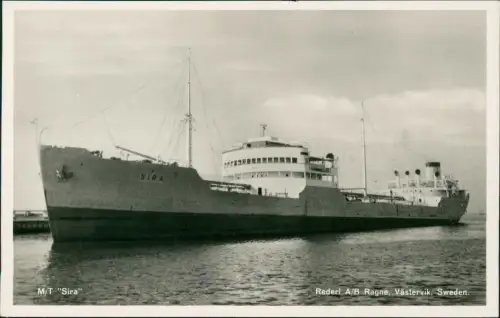 Ansichtskarte  M/T "Sira" Rederi A/B Ragne, Västervik, Sweden. 1960