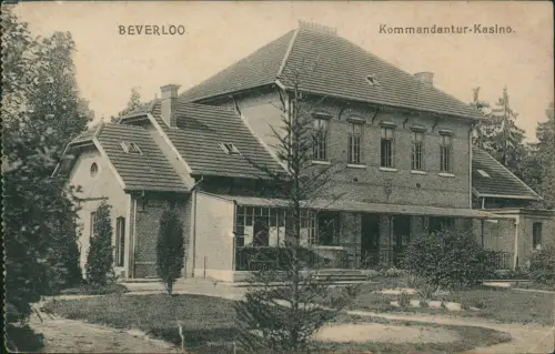 Postkaart Beverlo Bjêvel Kommandantur-Kasino. 1917  gel. Feldpoststempel