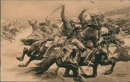 Militär 1.WK Der Deutsche Kronprinz schlägt die Franzosen Künstlerkarte 1917