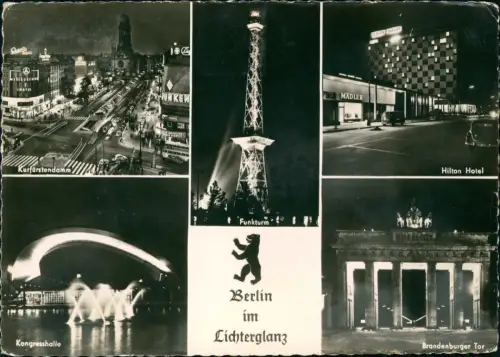 Ansichtskarte Berlin Stadt i m Lichterglanz Nacht MB 1971