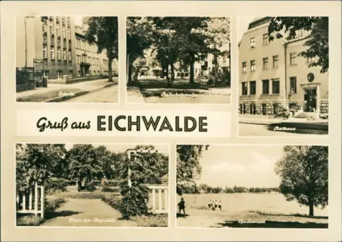 Ansichtskarte Eichwalde Mehrbild Schule Bahnhofstraße MB 1967