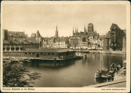 Postcard Danzig Gdańsk Hafenbild an der Mottlau 1929