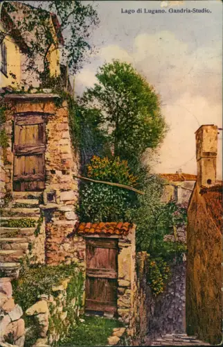 Ansichtskarte Gandria-Lugano Studio. Lago di Lugano. 1911