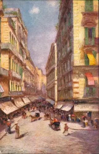 Cartolina Neapel Napoli Via Roma - Künsterkarte 1922