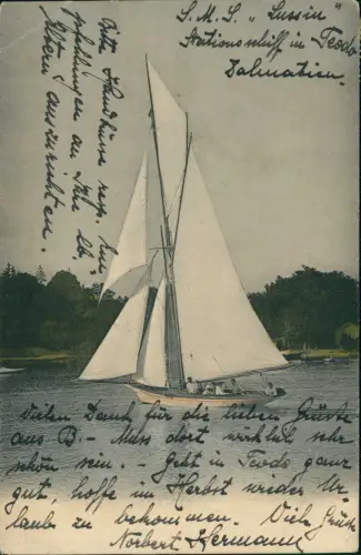 Ansichtskarte  Schiff Segelboot colorierte AK Yacht 1905