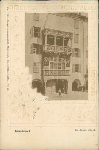 Ansichtskarte Innsbruck Goldenes Dachl 1923 Prägekarte  gel. Inflationsfrankatur