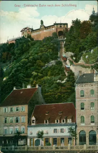 Ansichtskarte Graz Elektrische Bahn nach dem Schloßberg 1910