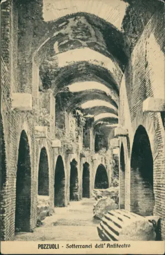 Cartolina Pozzuoli Sotterranei dell' Anfiteatro 1913
