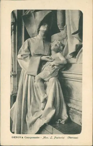 Cartolina Genua Genova (Zena) Camposanto Mon. L. Pastorini (Navone) 1913