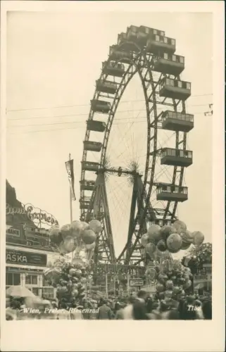 Ansichtskarte Wien Prater Riesenrad Luftballon belebt Propaganda 1938
