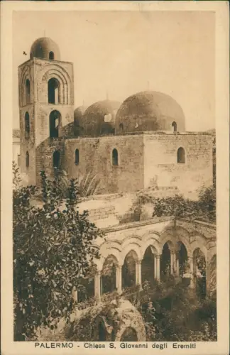 Cartolina Palermo Palermo (Palermu) Chiesa S. Giovanni degli Eremiti 1925