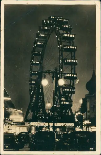 Ansichtskarte Prater-Wien Prater und Hochschaubahn bei Nacht 1932