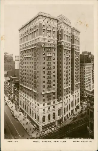 Postcard New York City HOTEL MCALPIN Fotokarte 1928