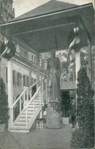 Ansichtskarte Leipzig Leipziger Wehrmann in Eisen 1915  gel. Feldpoststempel